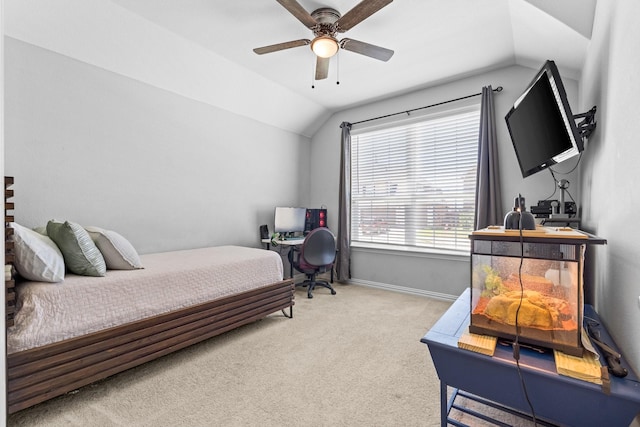 952 Sweeping Butte Dr, Fort Worth, TX 76052 - carpeted bedroom featuring vaulted ceiling, baseboards, and ceiling fan