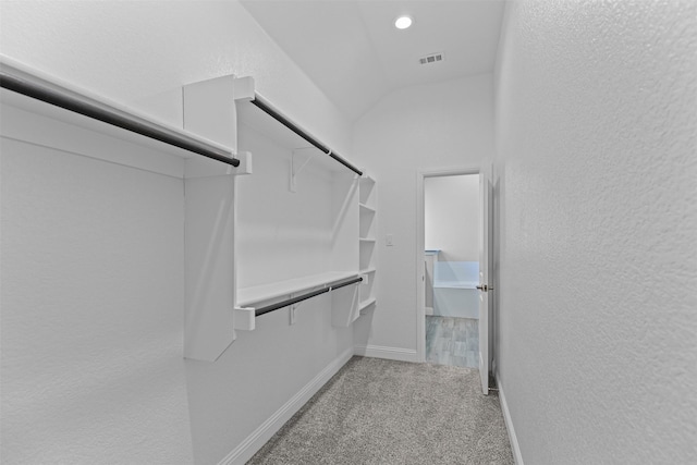 3640 Twin Pines Dr, Grand Prairie, TX 76065 - spacious closet featuring light colored carpet and lofted ceiling