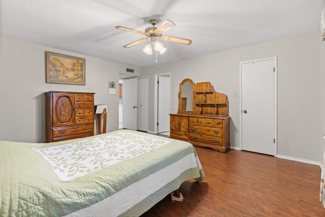4028 Engleman St, Fort Worth, TX 76137 - bedroom with wood finished floors, baseboards, and a ceiling fan