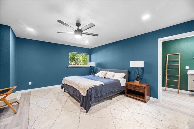 9918 Ila Dr, Dallas, TX 75220 - bedroom featuring ceiling fan, recessed lighting, and baseboards