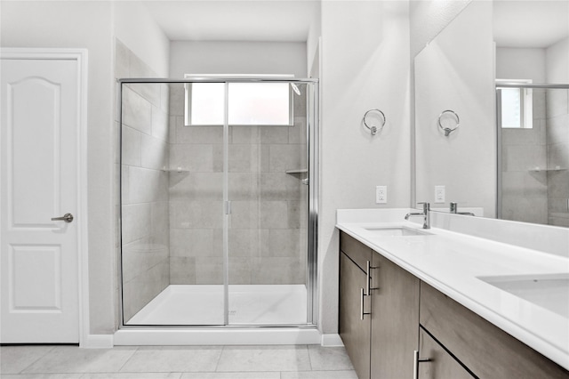 1135 Saddle Ridge Dr, Aubrey, TX 76227 - full bath with plenty of natural light, double vanity, and a stall shower