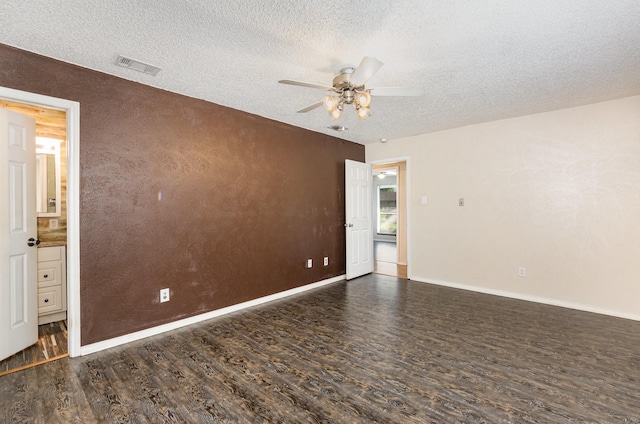 1824 Angelina Dr, Garland, TX 75040 - spare room featuring a textured ceiling, wood finished floors, ceiling fan, and baseboards