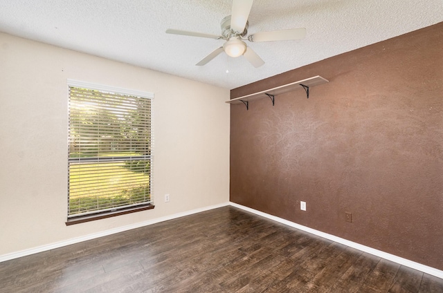 1824 Angelina Dr, Garland, TX 75040 - empty room featuring wood finished floors, ceiling fan, baseboards, and a textured ceiling