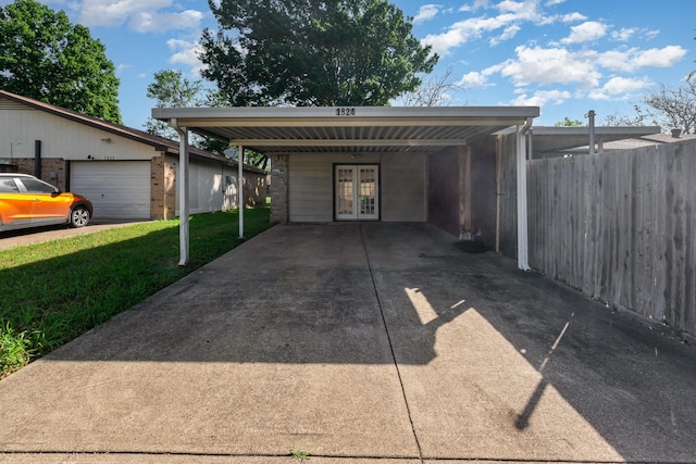 1824 Angelina Dr, Garland, TX 75040 - view of parking with french doors, a carport, and driveway