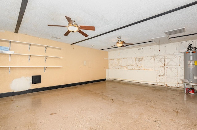 1824 Angelina Dr, Garland, TX 75040 - garage featuring water heater, baseboards, and ceiling fan