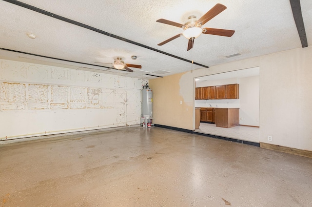 1824 Angelina Dr, Garland, TX 75040 - garage with ceiling fan, water heater, and baseboards