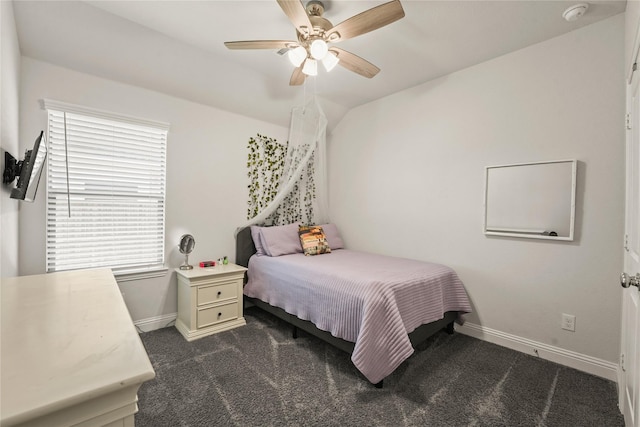 3409 Melrose Ct, Wylie, TX 75098 - bedroom with dark carpet, baseboards, and ceiling fan