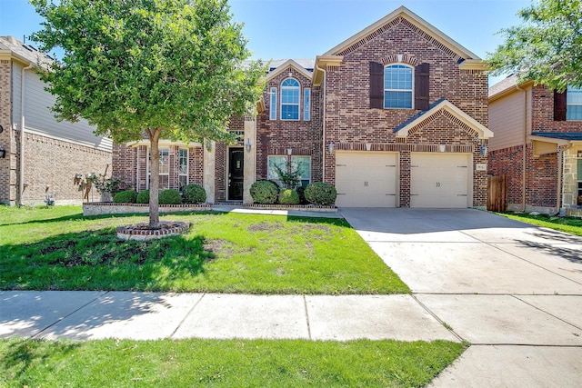 9836 Amaranth Dr, Fort Worth, TX 76177 - traditional home featuring brick siding, a garage, concrete driveway, and a front lawn