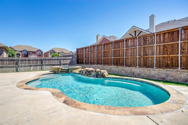 9836 Amaranth Dr, Fort Worth, TX 76177 - view of pool featuring a fenced backyard, a patio, and a pool with connected hot tub