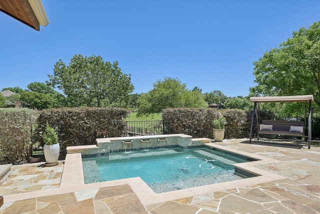 5594 Beacon Hill Dr, Frisco, TX 75036 - view of pool with a fenced backyard, a patio, and a jacuzzi