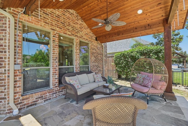 5594 Beacon Hill Dr, Frisco, TX 75036 - view of patio featuring an outdoor living space and a ceiling fan