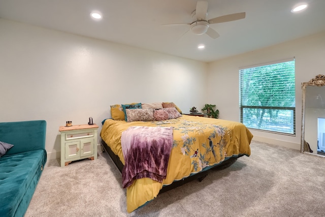 9613 County Road 4091, Scurry, TX 75158 - bedroom with light carpet, recessed lighting, a ceiling fan, and baseboards
