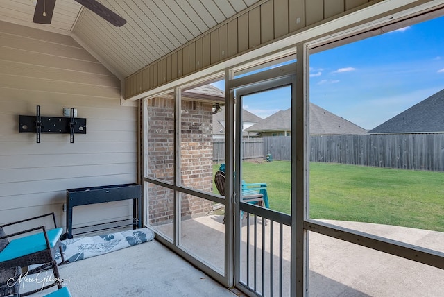606 Labarre Ln, Bossier City, LA 71111 - unfurnished sunroom with a ceiling fan and lofted ceiling
