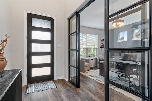 2529 Solomons Pl, Wylie, TX 75098 - foyer entrance with wood finished floors, baseboards, and a chandelier