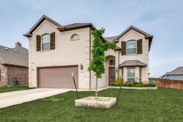 249 Noble Nest Dr, Midlothian, TX 76065 - french country inspired facade featuring an attached garage, concrete driveway, and brick siding
