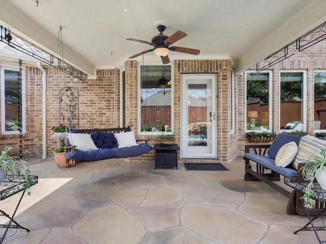 2525 Still Springs Dr, Little Elm, TX 75068 - view of patio featuring ceiling fan and an outdoor living space