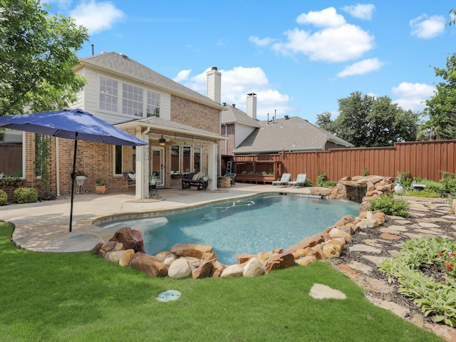 2525 Still Springs Dr, Little Elm, TX 75068 - view of swimming pool with a patio area and a ceiling fan
