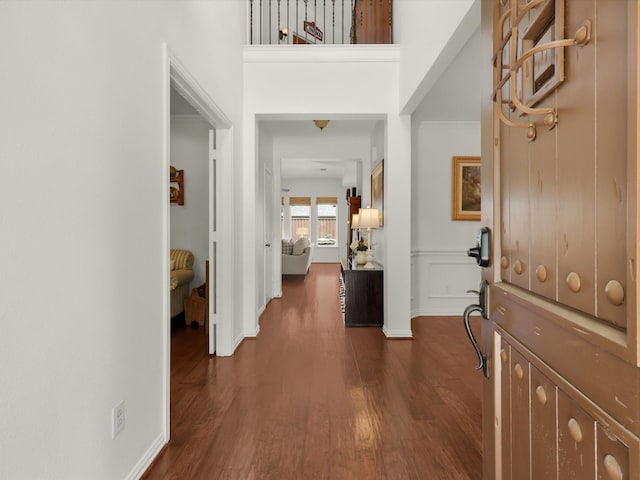 2525 Still Springs Dr, Little Elm, TX 75068 - foyer with dark wood finished floors and baseboards
