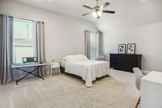 444 Oliver Ct, Argyle, TX 76226 - carpeted bedroom featuring lofted ceiling and ceiling fan