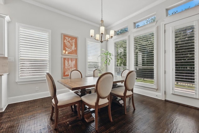 2812 Cedar Elm Dr, Carrollton, TX 75010 - dining space with a chandelier, crown molding, and baseboards