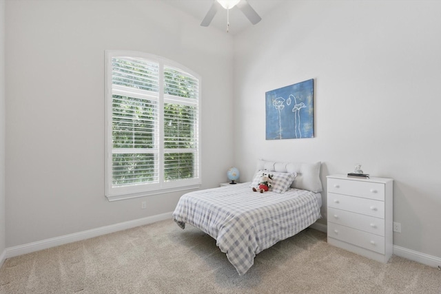 2812 Cedar Elm Dr, Carrollton, TX 75010 - bedroom featuring light colored carpet, baseboards, and a ceiling fan