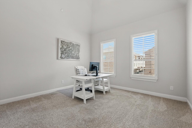 2812 Cedar Elm Dr, Carrollton, TX 75010 - carpeted home office featuring baseboards