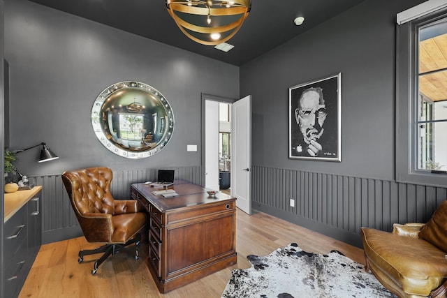 5913 Preston Way, Colleyville, TX 76034 - home office with wainscoting and light wood-type flooring