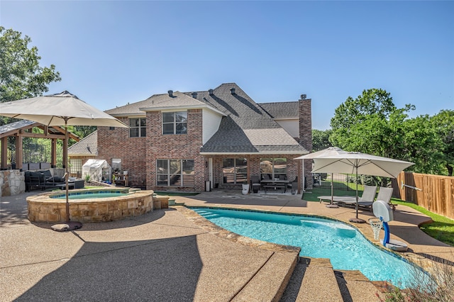 125 Wood Bend Ct, Weatherford, TX 76087 - view of pool with an in-ground hot tub, a patio, a fenced backyard, and outdoor lounge area