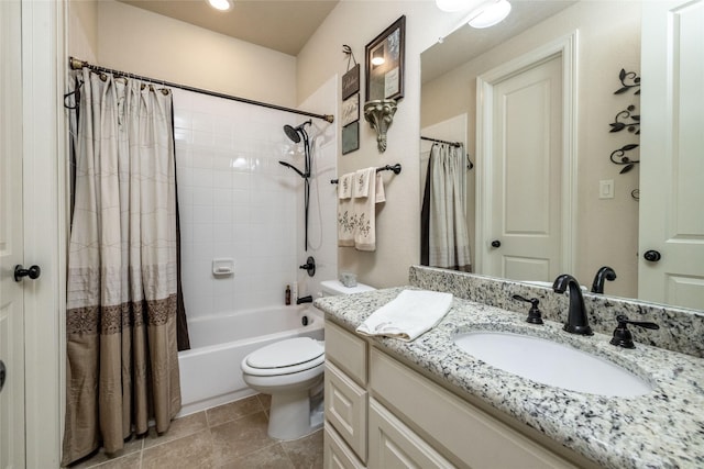 931 Champions Way, Roanoke, TX 76262 - bathroom featuring vanity, shower / bath combination with curtain, and toilet