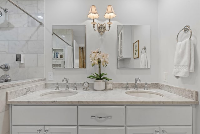 4304 Warnock Ct, Fort Worth, TX 76109 - bathroom with double vanity and a shower with curtain