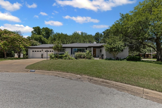 4304 Warnock Ct, Fort Worth, TX 76109 - ranch-style house with driveway, an attached garage, a front yard, and a chimney