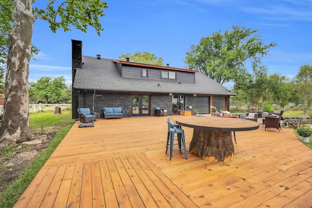 1015 S Lowrance Rd, Pecan Hill, TX 75154 - wooden deck with an outdoor living space and area for grilling