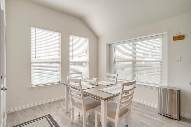 7200 Paso Verde Dr, Fort Worth, TX 76131 - dining space featuring healthy amount of natural light, wood finish floors, baseboards, and vaulted ceiling