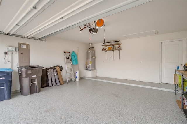 7200 Paso Verde Dr, Fort Worth, TX 76131 - garage with water heater, electric panel, and a garage door opener