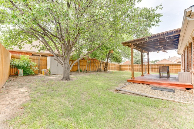 1900 Clear Creek Dr, Little Elm, TX 75068 - view of yard with a wooden deck and ceiling fan