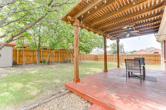 1900 Clear Creek Dr, Little Elm, TX 75068 - wooden terrace with ceiling fan and a pergola