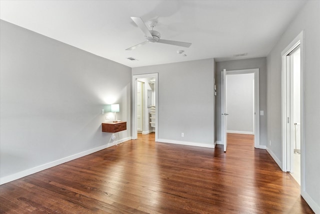 133 Lakeridge Dr, Dallas, TX 75218 - unfurnished bedroom with wood finished floors, ceiling fan, and ensuite bath