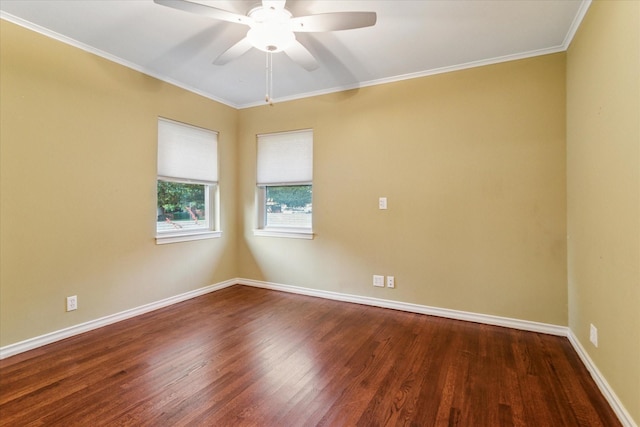 133 Lakeridge Dr, Dallas, TX 75218 - unfurnished room featuring wood finished floors, ornamental molding, and a ceiling fan