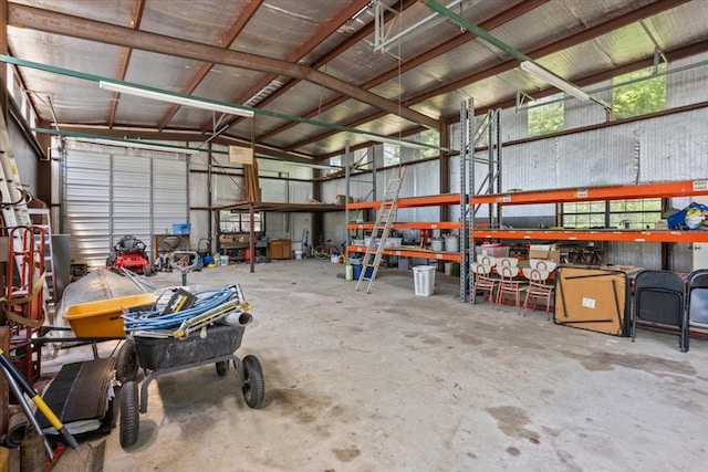 607 Audrey Ave, Waco, TX 76705 - garage featuring a workshop area and metal wall