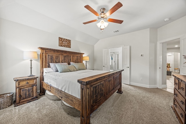 11013 Cobalt Dr, Aubrey, TX 76227 - bedroom featuring light colored carpet, vaulted ceiling, baseboards, arched walkways, and ensuite bathroom