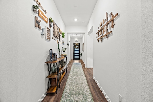 1224 Caprock Dr, Forney, TX 75126 - doorway to outside featuring dark wood-style flooring and baseboards