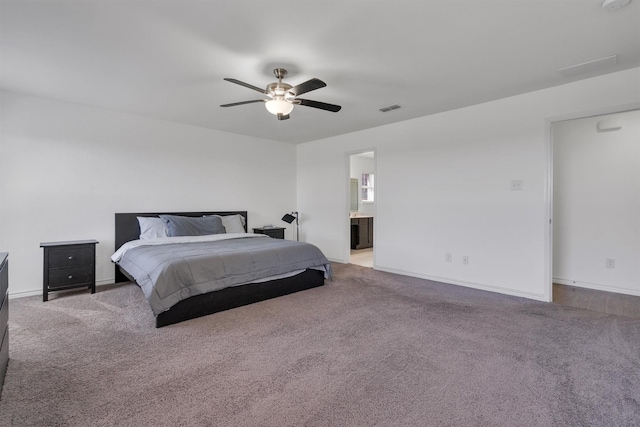 4506 Maplewood Ave, Balch Springs, TX 75180 - bedroom with carpet floors, baseboards, ceiling fan, and ensuite bath