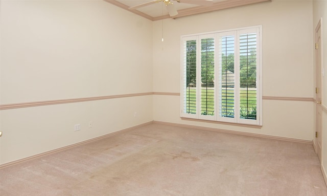 332 Diamond Oaks Dr, Hudson Oaks, TX 76087 - carpeted empty room featuring ceiling fan, ornamental molding, and baseboards