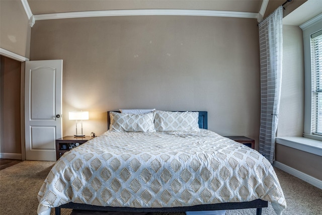 3420 Grayson Ct, Hurst, TX 76054 - bedroom featuring ornamental molding, carpet floors, and baseboards