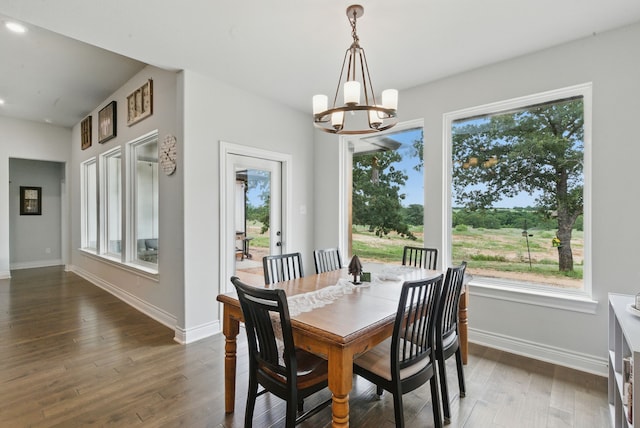 3385 Dps Tower Rd, Perrin, TX 76486 - dining space featuring a chandelier, wood-type flooring, and recessed lighting