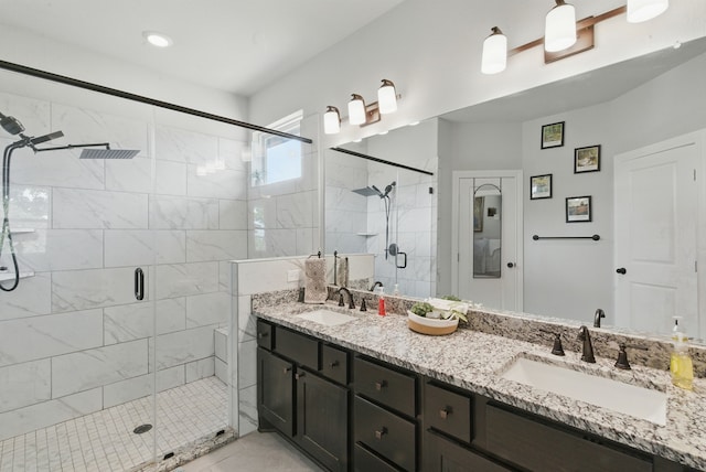 3385 Dps Tower Rd, Perrin, TX 76486 - full bathroom with a shower stall and double vanity