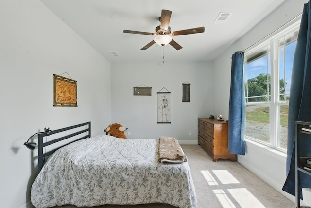 3385 Dps Tower Rd, Perrin, TX 76486 - bedroom with multiple windows, light colored carpet, and a ceiling fan