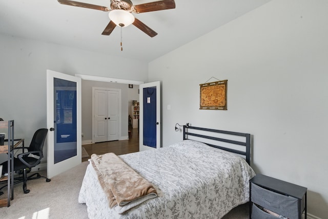 3385 Dps Tower Rd, Perrin, TX 76486 - carpeted bedroom featuring a ceiling fan, an office area, and a closet