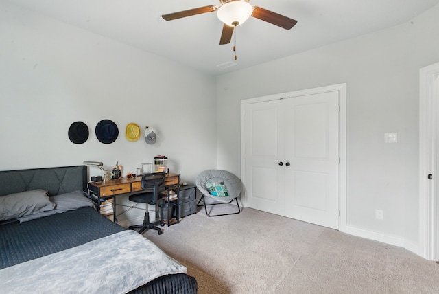 3385 Dps Tower Rd, Perrin, TX 76486 - bedroom with carpet, a closet, and a ceiling fan