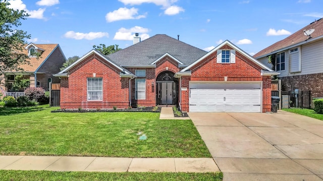 5709 Courtney Cir, Haltom City, TX 76137 - traditional-style house featuring brick siding, concrete driveway, a garage, and a chimney